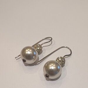 Elegant Silver Pearl Drop Earrings